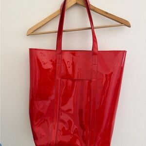Sezane Red Patent Tote Bag